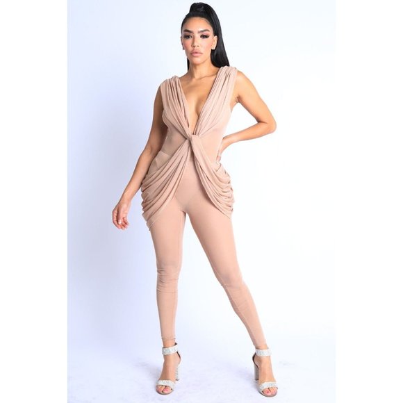 Women's Jumpsuit Sleeveless Lightweight Draped Mesh Jumpsuit Party Club Sexy - Picture 3 of 10